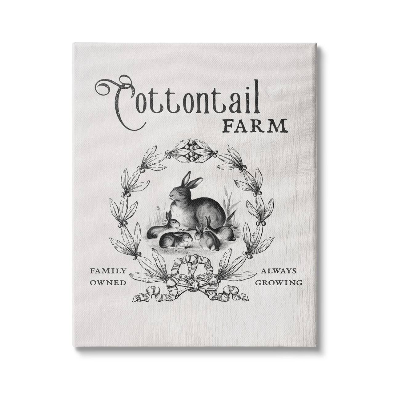 Stupell Industries Cottontail Farm Vintage Advertisement Rabbit Family Country Illustration Canvas Wall Art